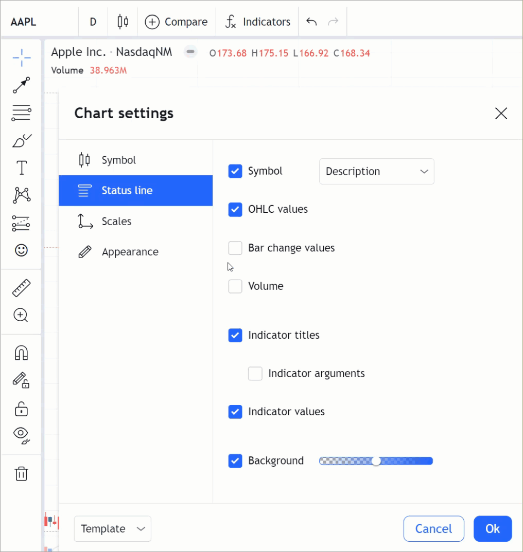 Chart settings